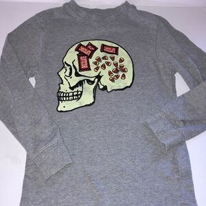 Gymboree Gray Long Sleeve Tee Skull and‎ Candy Design - 6 - Trick or Treat